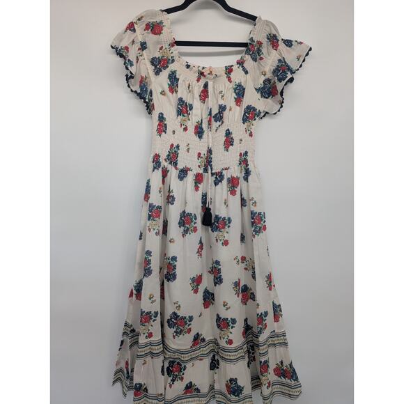 Tory Burch Meadow Folly Cotton Voile Off-shoulder Midi Dress Size S Beige #1A461 - Picture 2 of 8